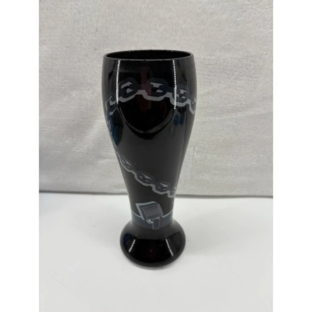 TOP SHELF Pilsner Beer‎ Glass  Handpainted Just Married  Under New Management